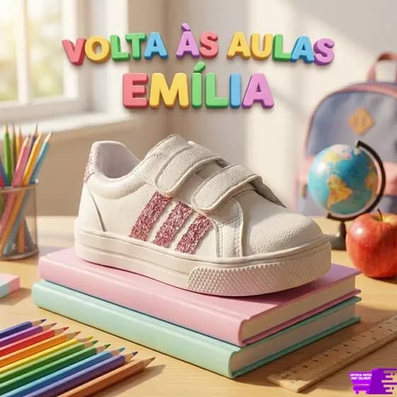 Tênis Infantil Menina Escolar Casual Glitter Confortável – Sandálias Emília