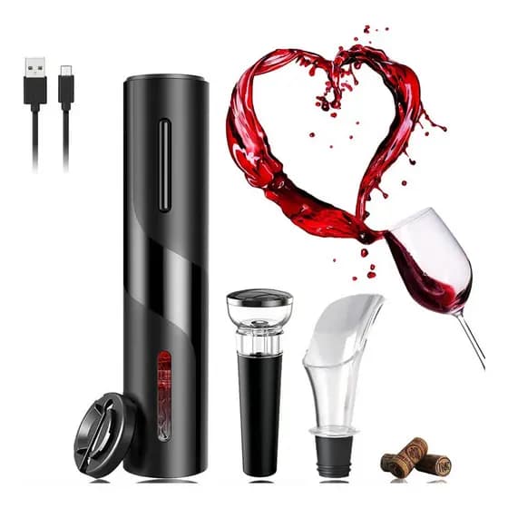 Abridor vinho garrafa saca rolha elétrico kit automático