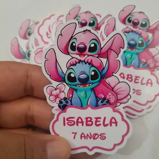 Aplique Tag de Tubete Stitch e Angel - festa infantil - lembrancinha personalizada Stitch festa infantil
