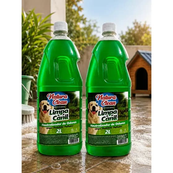 Kit 2 Limpa Canil 2 L Com Canfora Natura Clean Elimina Odor Mau Cheiro De Xixi Fezes e Bactérias