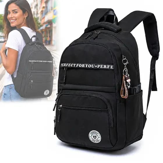 Mochila Bolsa Espaçosa Notebook Faculdade Chaveiro Personalizado Escolar