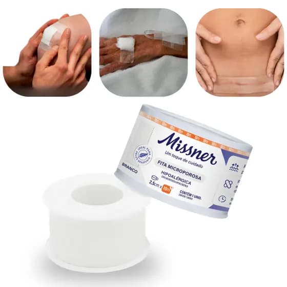 Fita Micropore 2,5x10cm Branca Alta fixação Pós Cirúrgico Rinoplastia Missner
