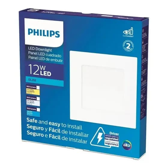Luminaria Embutir Led Quadrada 12W 17Cm Bivolt Philips