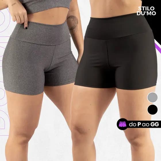 Short Academia Feminino Cós Alto Meia Cocha Feminina Tecido Poliéster