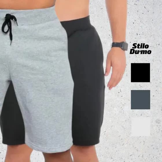 Kit 2 Bermudas Masculinas Moletom Confortável P ao GG | Estilo Casual | Cores Preto, Cinza e Chumbo.