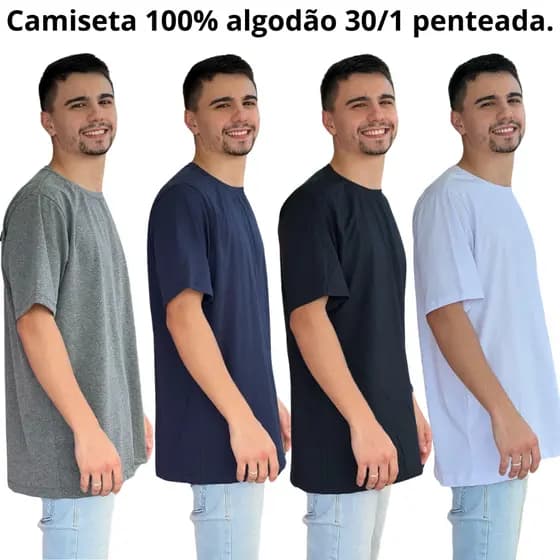 Kit C/3 Camiseta Masculina Camisa Academia Premium 100% Algodão