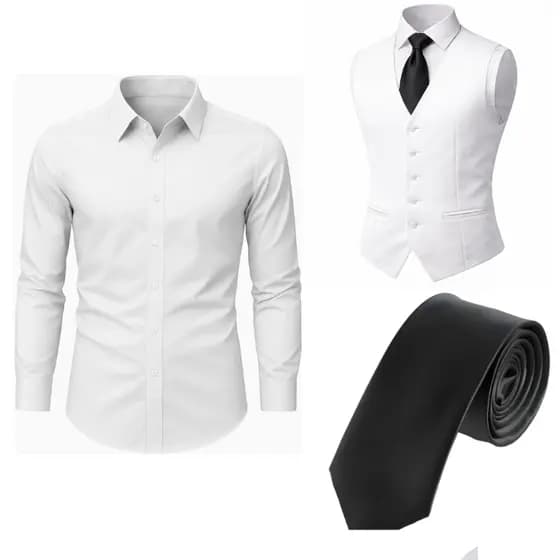 Kit Padrinho C/ Colete Oxford Masculino Slim + Camisa Social Manga Longa + Gravata luxo