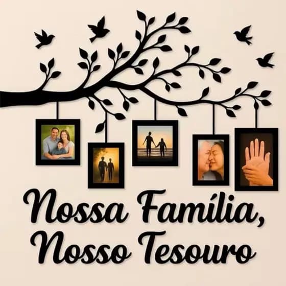 Quadro Decorativo em MDF 10x15 Árvore Molduras Fotos Família Painel Parede