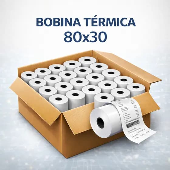 Bobina Térmica 80x30 Branca - 30 Rolos com Papel de Alta Durabilidade para Impressoras