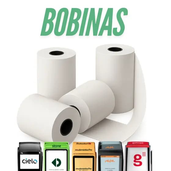 Kit 90 Bobina Térmica 57x16mm Não Adesivo Branco Para Máquinas de Cartão Mini Impressora Portátil