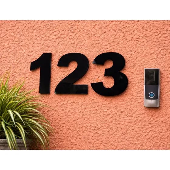 kit 3 Números Residencial 12 cm de altura Acrílico Preto 2mm Para Casa Fachada Com Fita autocolante