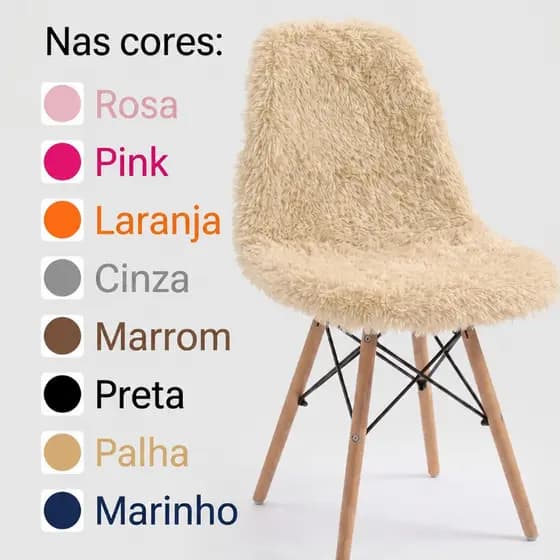 Capa de Cadeira Charles Eames Eiffel 01 Peça Tecido Soft Peluciado Felpuda Toque Macio Luxo Premium