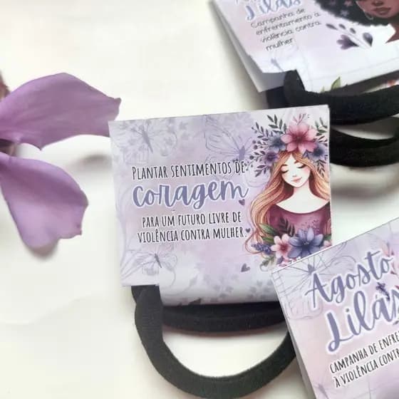 Tag xuxinha agosto lilás- agosto lilás- mimo clientes- brindes corporativos- lembrancinhas personalizadas- prevenção