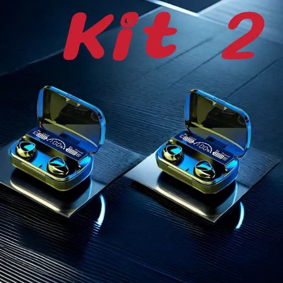 Kit 2 M10 Bluetooth 5.1 Fones de ouvido sem fio TWS estéreo com carregador Power Bank