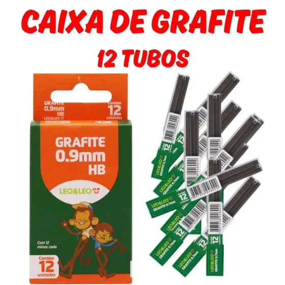 Grafite com 12 tubos HB 0.9mm 0.5mm 0.7mm Lápis Lapiseira Lápis Leo & Leo