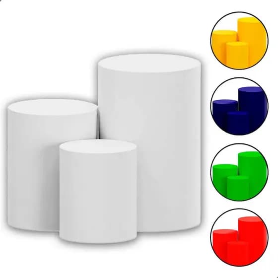 Kit com 3 Capas para Cilindros Decorativos P M G Diversas Cores Tecido Resistente Lavável com Entrega Rápida
