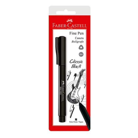 Caneta hidrográfica Fine Pen Preta SM/FPBPRZF\357798 com 1 unidade Faber-Castell