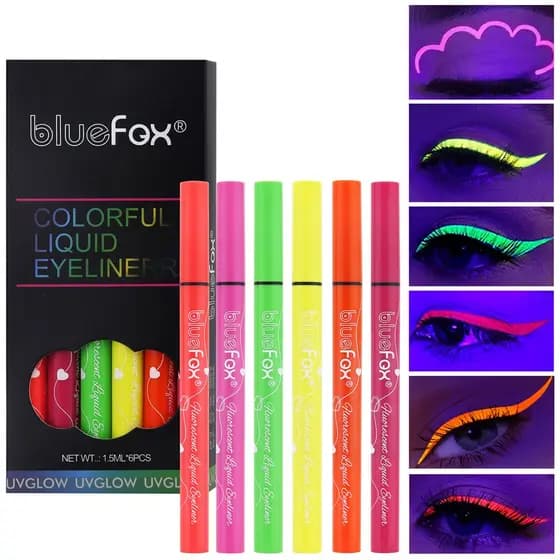 6pcs/Set Quick Drying Neon Caneta Delineadora Para Os Olhos Líquido UV , Colorida Maquiagem Mate À Prova D'água