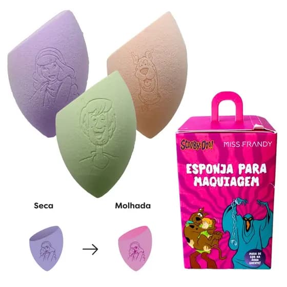 Esponja Maquiagem Scooby Doo WS-E25-0302 Gota Chanfrada Muda de Cor Agua Quente Miss Frandy SORTIDO 1 UNID