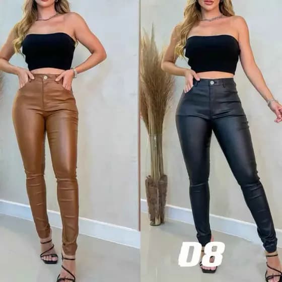 Calça resinada com elastano importado