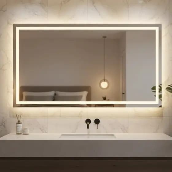 Espelho Retangular Grande Jateado com LED 3 Cores Touch Banheiro Luz Mais Forte Entrega Rapida