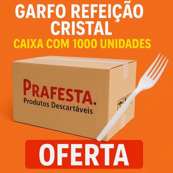 Caixa 1000 Unidades Garfo Refeição Cristal Festa Aniversario Churrasco