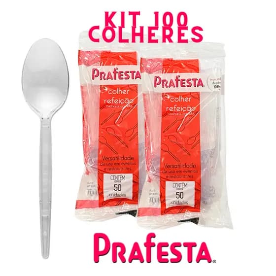 KIT COLHER REFEIÇÃO PRAFESTA CRISTAL 100 unidades Promoção