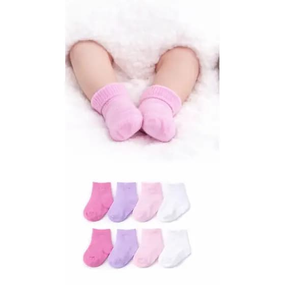 Kit De 3 a 12 Pares De Meias Recém-nascido MENINA Cor Lisa Algodão 0-4 Anos
