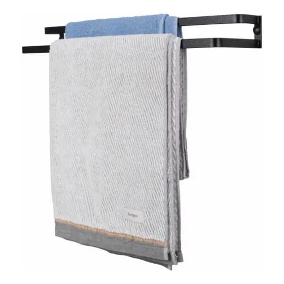 Suporte Porta Toalha Duplo Parede 60cm Toalheiro Preto Fosco