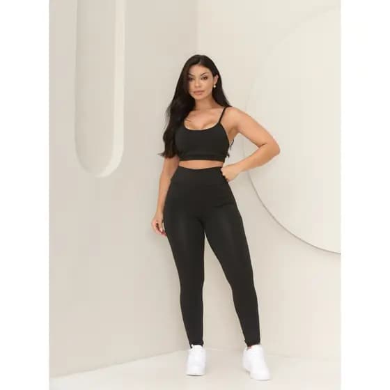 Conjunto Fitness Feminino Top e Calça Sports Treino Perfeito Tecido Premium