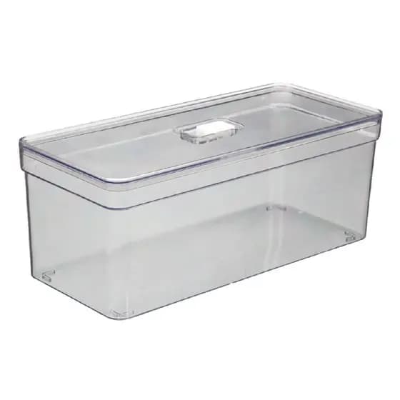 1 Organizador Retangular Grande Com Tampa e Porta Ovos Acrilico