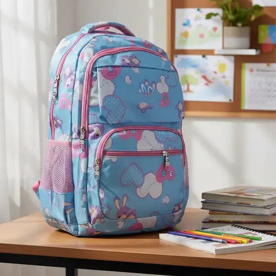 Mochila Escolar Fofa Estampada Com Coelhos Fofo