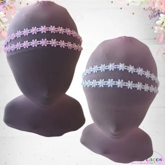 KIT Tiara para bebê - 3 Tiaras Festa e batismo - Faixinha Delicada - Faixa batizado luxo com pérolas para bebe