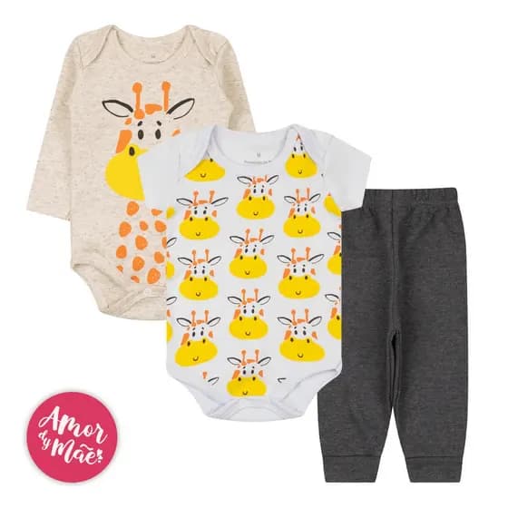 kit body infantil 3 peças Roupa de bebê manga curta longa calça mijão