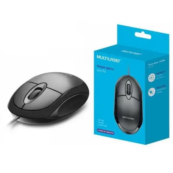 Mouse Classic Box Óptico USB 1200dpi Preto Multilaser - MF100