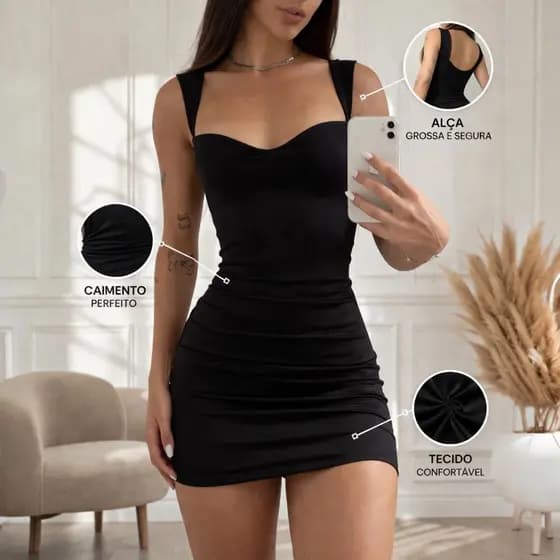 Vestido Feminino Suplex Premium Canelado Justo Modelador Moda 2026 Confortável Casual e Festa