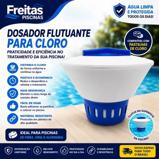 Dosador Clorador Flutuante Para Cloro Piscina Porta Pastilha Cloro