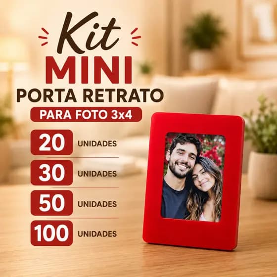 KIT 10/20/30 - Porta Retrato 3x4 - Mini Porta Retrato para Foto 3x4 - Suporte para Foto 3x4 - Lembrancinha