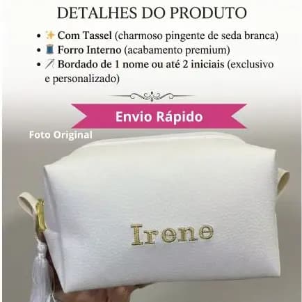Necessaire Personalizda Bordada Feminina e Masculina Luxo Média com nome ou 2 iniciais