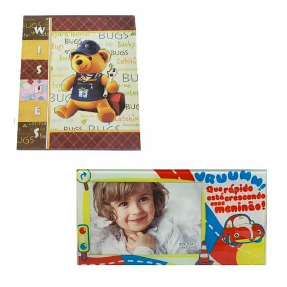 Kit com 01 álbum de foto e 01 porta retrato de vidro pintado para foto 15cm*10cm