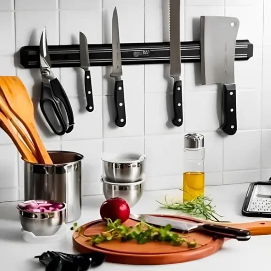 Barra Magnética P/ Faca Imã 50cm Suporte Ferramentas Cozinha Churrasqueira Utensílios Régua