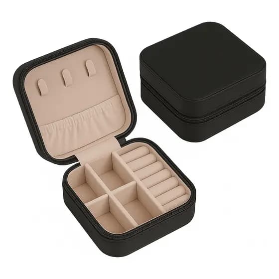 Mini Porta-jóias Em Couro Sintético Preto