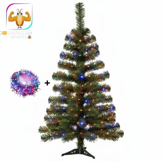 Kit Natalino Completo: Árvore de Natal 1,50m + Pisca Pisca LED Colorido – Deixe Seu Natal Brilhar!