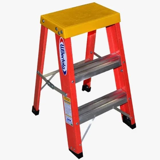 Escada Banqueta Profissional de Fibra de Vidro 60cm - 3 Degraus Amarela Wbertolo