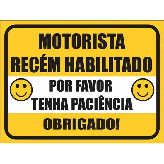 Adesivo Motorista Recém Habilitado Tenha Paciência 20x15cm CARRO MOTO ALTA QUALIDADE