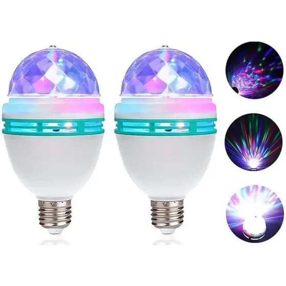Lâmpada Giratória Colorida Led Bola Maluca Globo Rgb + Adaptador Tomada para Festas Baladas
