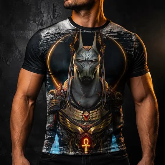 Camisa Camiseta Masculina Anubis deus egipcio canino REF 03