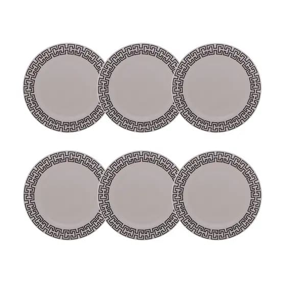 Cj 6 Pratos Rasos de Porcelana Branca C/Estampa Egypt 27cm Lyor