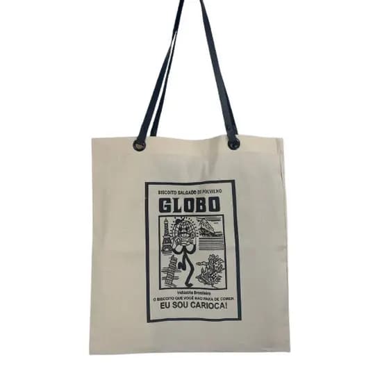 Bolsa Ecobag 100% algodão GLOBO (alça de couro)