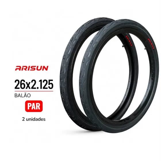 Par Pneu Arisun 26 X 2.125 H-584 Flame (Fogo) Bicicleta Balão Preto.